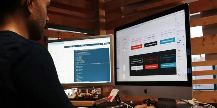 A social media designer selecting new templates for their upcoming social media update.