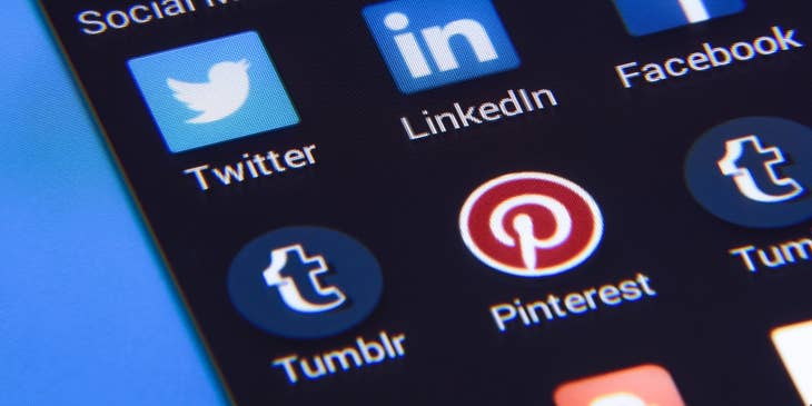 A media tool with the names of social media networks.
