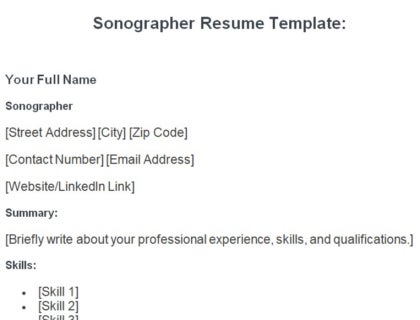 Sonographer Resume