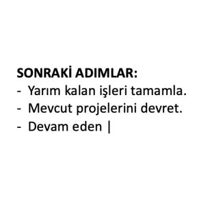 Sonraki adımlardan kısaca bahsedin.