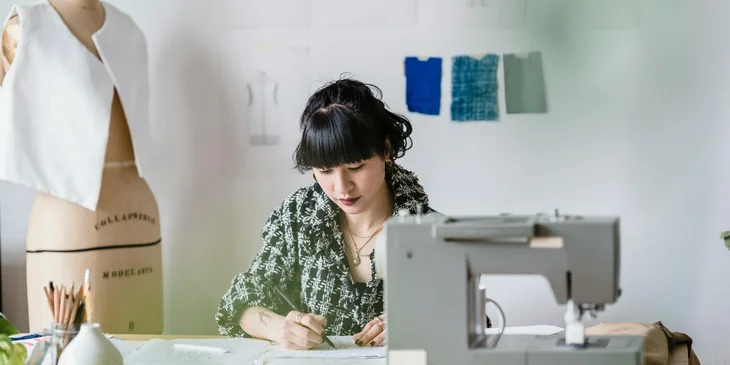A stylist creating new clothing designs.