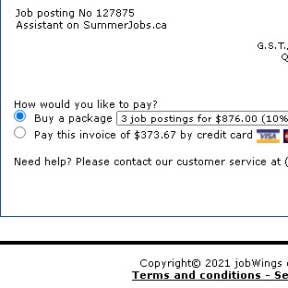 Confirm your job posting package.
