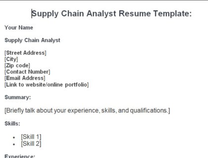 Supply Chain Analyst Resume
