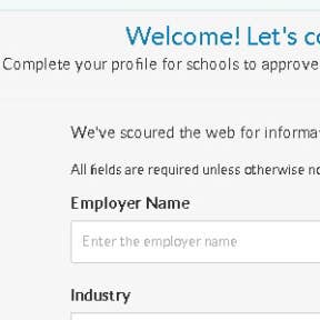 Complete your employer profile.