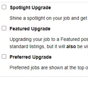 Select job post upgrades.