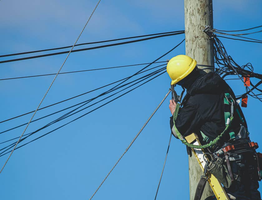 A technician working on telecommunications systems.