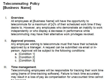 Telecommuting Policy Template