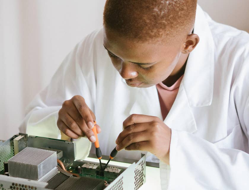 A test technician testing equipment