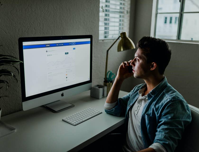 man reading a thank you for applying email