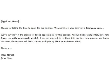 Thank You for Applying Email Template