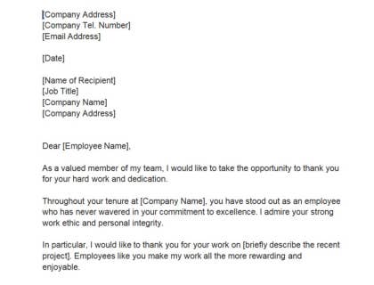 employee appreciation letter for hard work