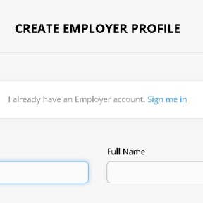 Create your employer profile.