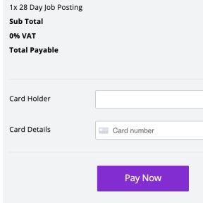 Complete the payment and post your job.