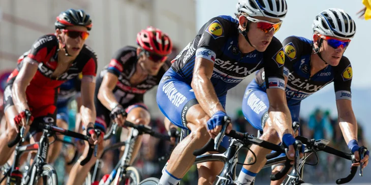 A group of cyclists in a race.