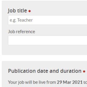 Reselect your package and enter your job details.
