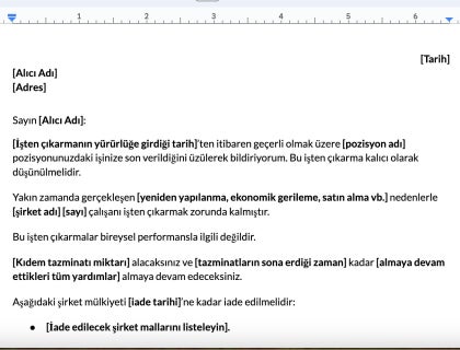 Toplu İşten Çıkarma Dilekçesi