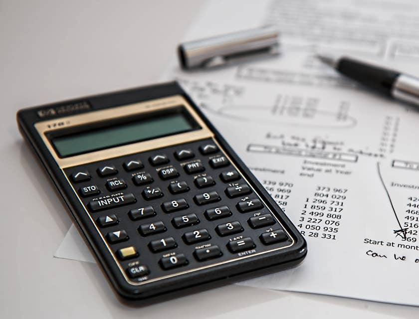 Treasury documents with notes and a calculator.
