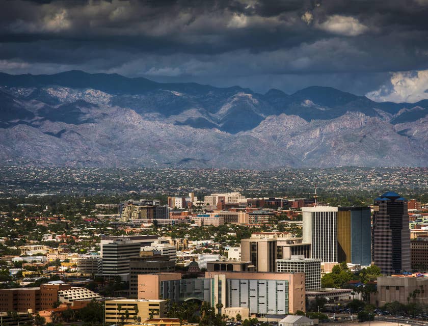 Tucson with mountains in the background.