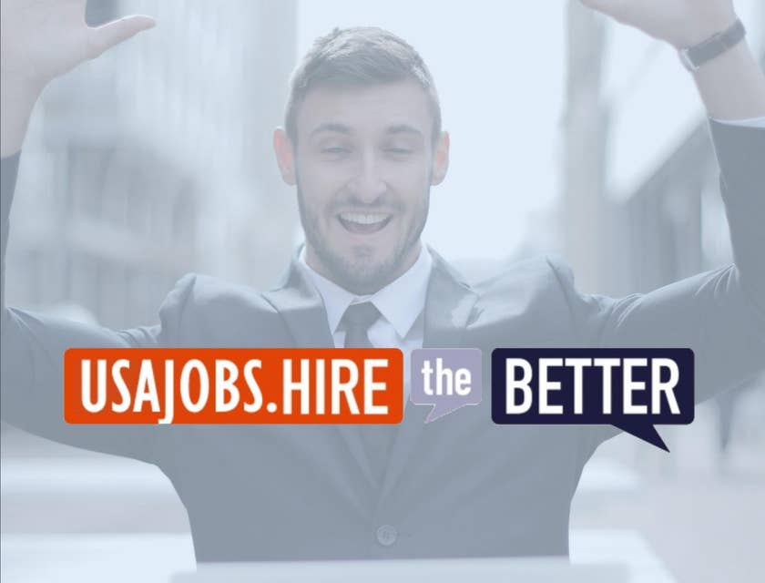 USA Jobs.HireTheBetter logo.