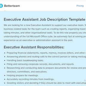 Use an executive assistant job description template.