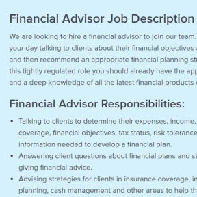 Use a financial advisor job description template to make it easier.