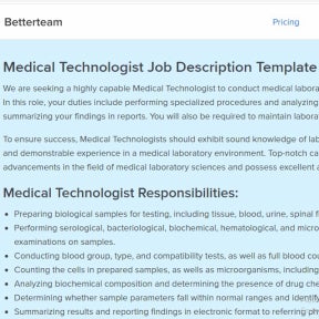 Use a medical technologist job description template.
