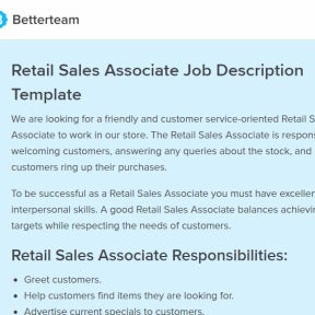 Use a retail sales representatives job description template.