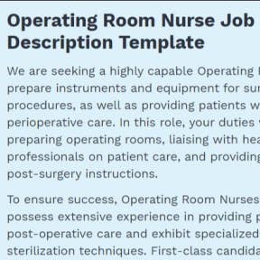 Operating room nursing job description