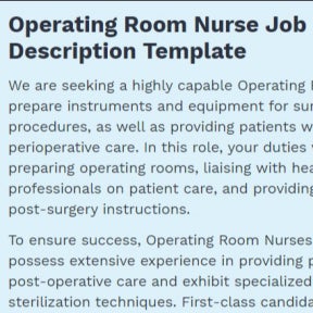 Use an operating room nurse job description template.