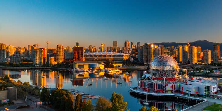 A bird's eye view of the city of Vancouver, Canada.