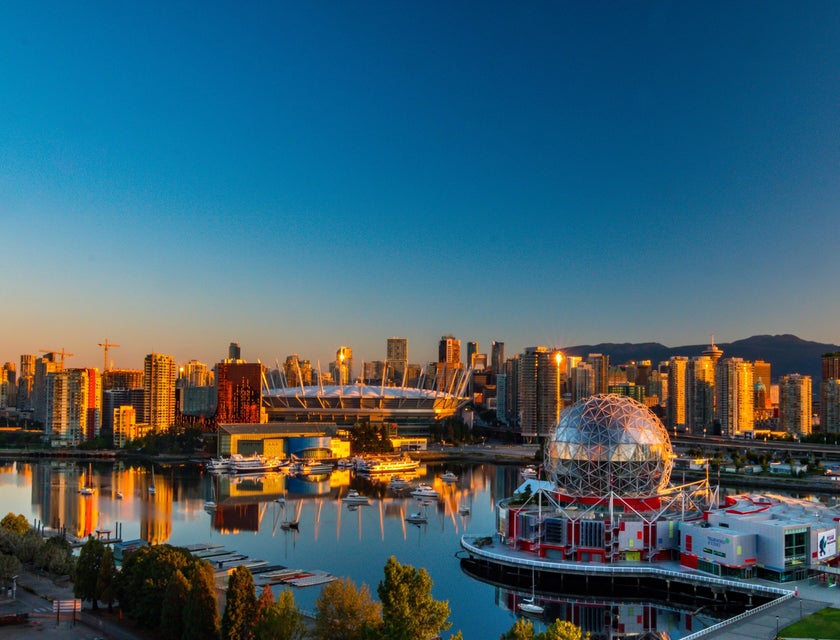 A bird's eye view of the city of Vancouver, Canada.