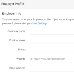 Complete the employer profile.