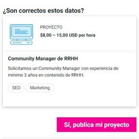 Verificar la información del proyecto.