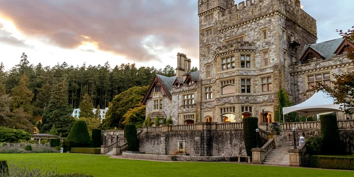 A stone castle in Victoria, British Columbia.