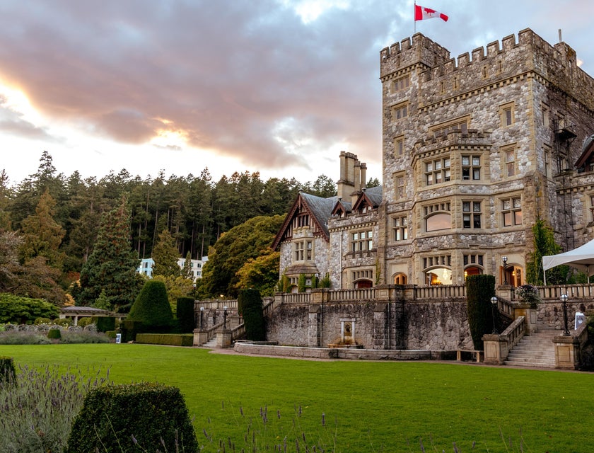 A stone castle in Victoria, British Columbia.