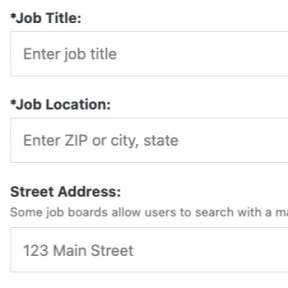 Enter information about the job.