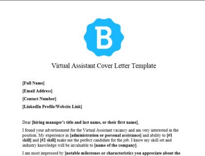 virtual assistant job cover letter