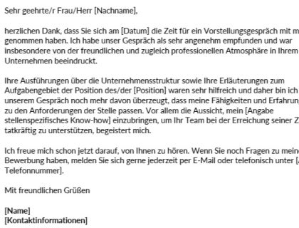 E-Mail-Vorlage für ein Follow-up nach einem Vorstellungsgespräch