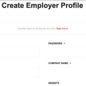 Create your employer profile.