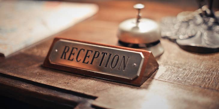 The front desk of a receptionist.