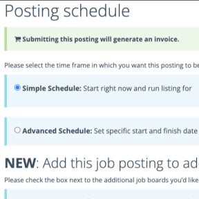 Set the job post duration.