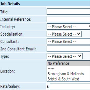 Fill in your job details.