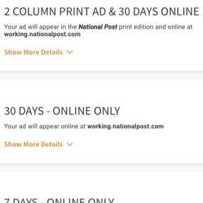 Select a job ad plan.