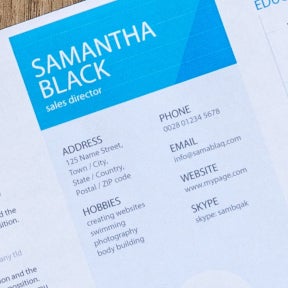 Write a resume header.