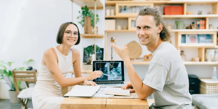 A man and a woman working together.