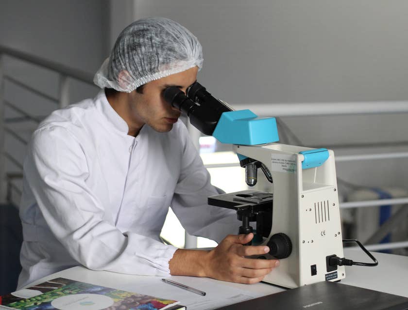 Biochemist studying the chemical process of a living organism's cell