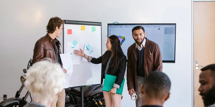 A business development director presenting a roadmap to the marketing team.