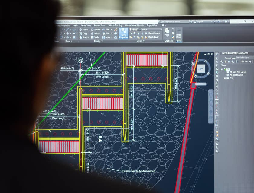 CAD Technician working on a design plan for a new building