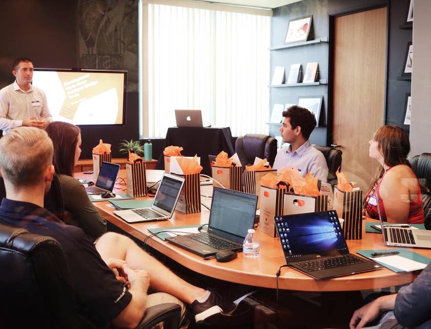 Campaign Manager presenting the plan to his associates for the upcoming products