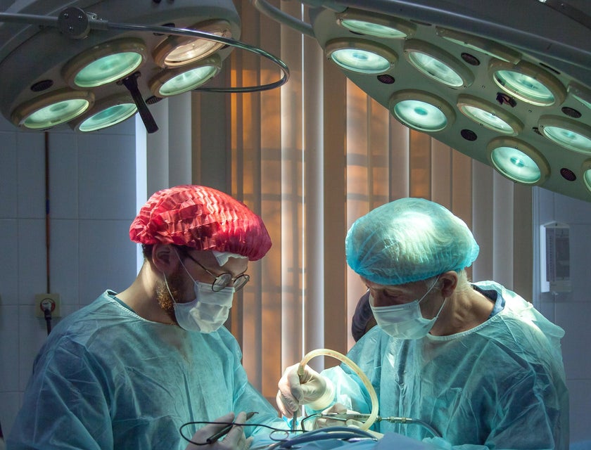 Cardiovascular Surgeons performing a heart transplant.